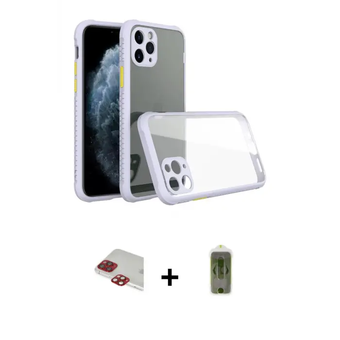 ieg™ iPhone 11 Pro Max Kılıf Nova Asil Özel Seri - Siyah Joko Magic 5D Hayalet Cam + Pers Alüminyum Kamera Lens - KI