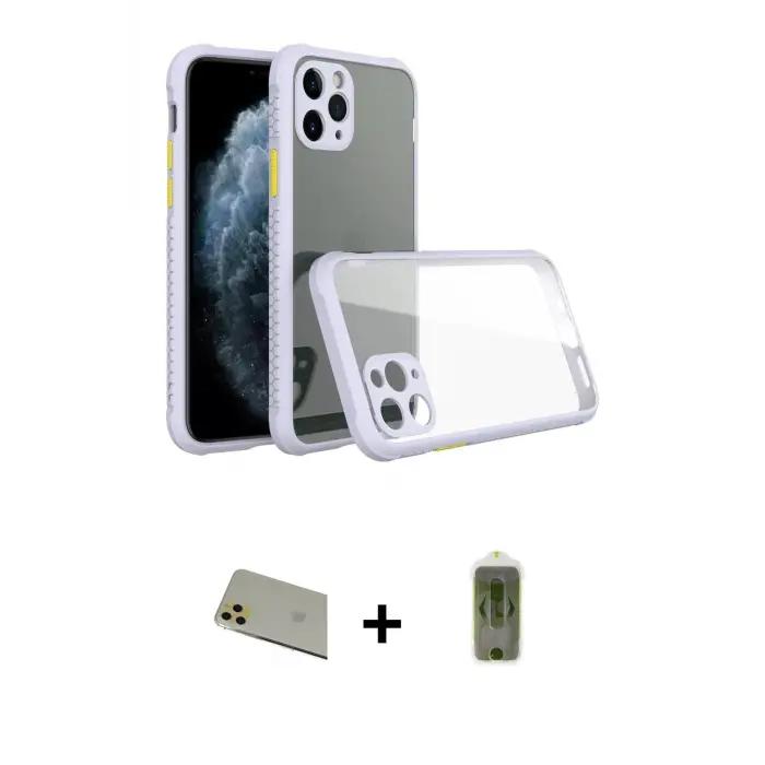 ieg™ iPhone 11 Pro Max Kılıf Nova Asil Özel Seri - Siyah Joko Magic 5D Hayalet Cam + Rainbow Kamera Lens Koruma Cam - GD
