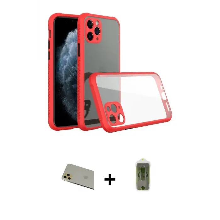 ieg™ iPhone 11 Pro Max Kılıf Nova Asil Özel Seri - Siyah Joko Magic 5D Hayalet Cam + Rainbow Kamera Lens Koruma Cam - GD