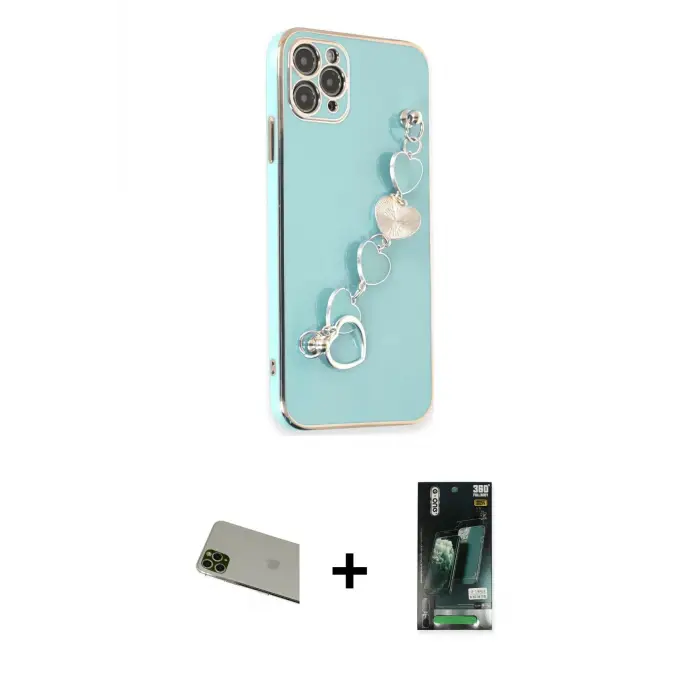 ieg™ iPhone 11 Pro Max Kılıf Nova Işık Prime - Siyah 360 Mat Full Body Arka Koruyucu + Rainbow Kamera Lens Koruma Cam - YL