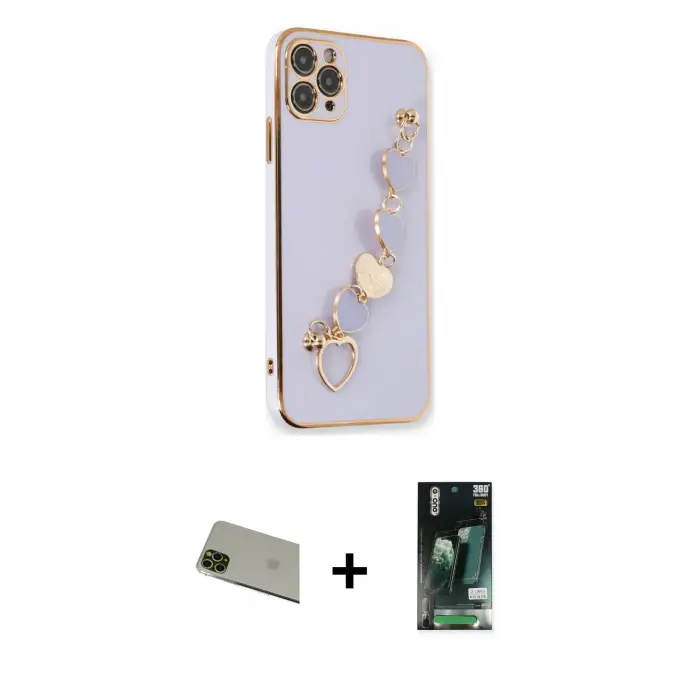 ieg™ iPhone 11 Pro Max Kılıf Nova Işık Prime - Siyah 360 Mat Full Body Arka Koruyucu + Rainbow Kamera Lens Koruma Cam - YL