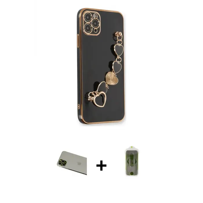 ieg™ iPhone 11 Pro Max Kılıf Nova Işık Prime - Siyah Joko Magic 5D Hayalet Cam + Rainbow Kamera Lens Koruma Cam - YL