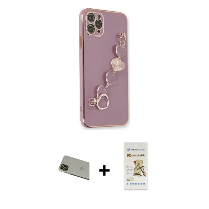 ieg™ iPhone 11 Pro Max Kılıf Nova Işık Prime - Siyah Mat Seramik Nano Ekran Koruyucu + Rainbow Kamera Lens Koruma Cam - YL