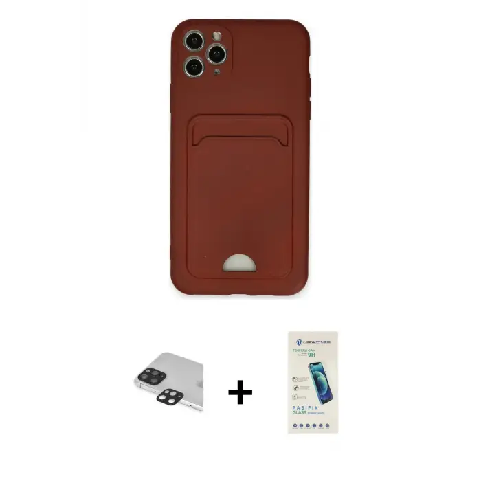 ieg™ iPhone 11 Pro Max Kılıf Vadi Çizgi Prime - Şeffaf Pasifik Cam Ekran Koruyucu + Pers Alüminyum Kamera Lens - SH