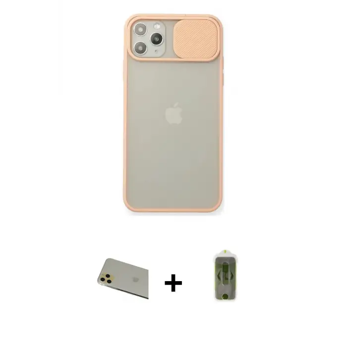ieg™ iPhone 11 Pro Max Kılıf Vadi Çizgi - Siyah Joko Magic 5D Hayalet Cam + Rainbow Kamera Lens Koruma Cam - GD