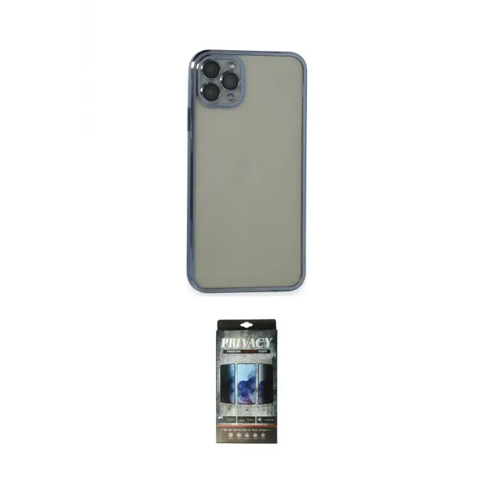 ieg™ iPhone 11 Pro Max Kılıf Vadi Minimal - Siyah 34D Hayalet Izgaralı Cam