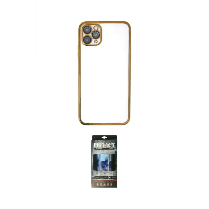 ieg™ iPhone 11 Pro Max Kılıf Vadi Minimal - Siyah 34D Hayalet Izgaralı Cam
