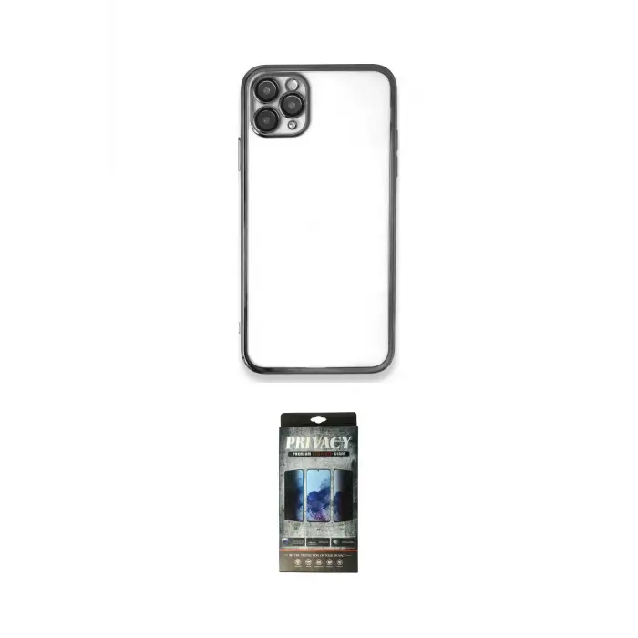 ieg™ iPhone 11 Pro Max Kılıf Vadi Minimal - Siyah 34D Hayalet Izgaralı Cam