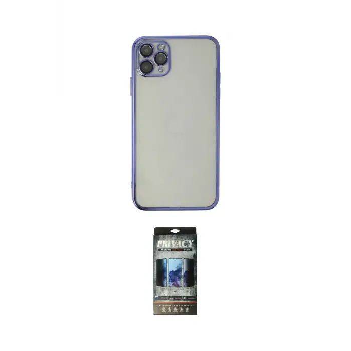 ieg™ iPhone 11 Pro Max Kılıf Vadi Minimal - Siyah 34D Hayalet Izgaralı Cam