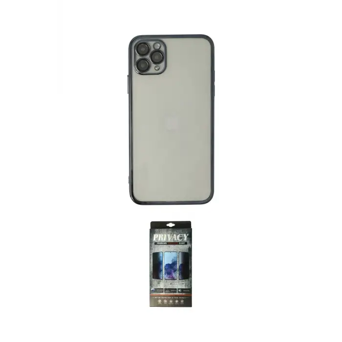 ieg™ iPhone 11 Pro Max Kılıf Vadi Minimal - Siyah 34D Hayalet Izgaralı Cam