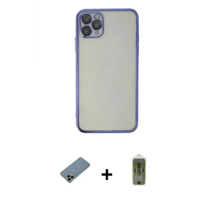 ieg™ iPhone 11 Pro Max Kılıf Vadi Minimal - Siyah Joko Magic 5D Hayalet Cam + Shine Kamera Lens Koruma Cam - GD