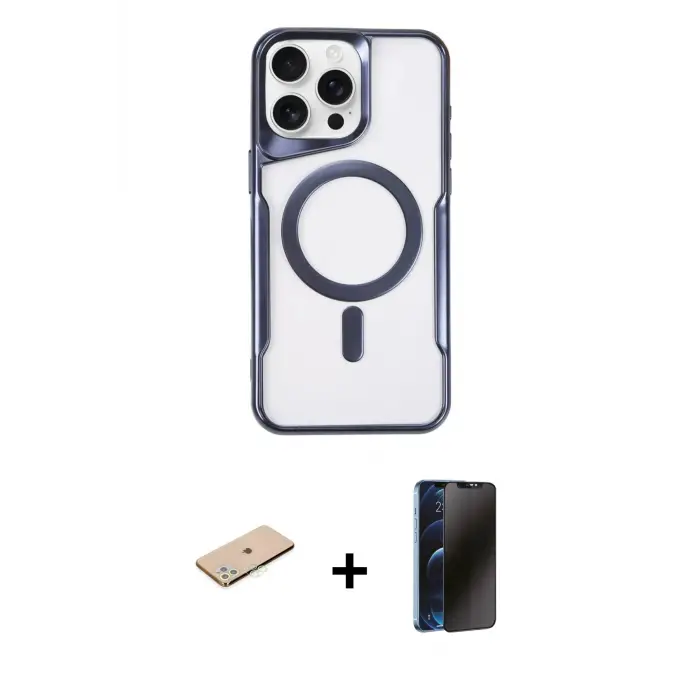 ieg™ iPhone 11 Pro Max Kılıf Yadigar Klasik Özel Seri - Siyah 3D Antistatik Hayalet Cam Ekran Koruyucu + Renkli Kamera Lens Koruma Cam - YL