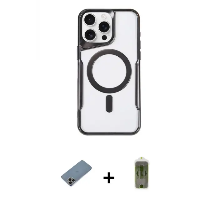 ieg™ iPhone 11 Pro Max Kılıf Yadigar Klasik Özel Seri - Siyah Joko Magic 5D Hayalet Cam + Shine Kamera Lens Koruma Cam - GI