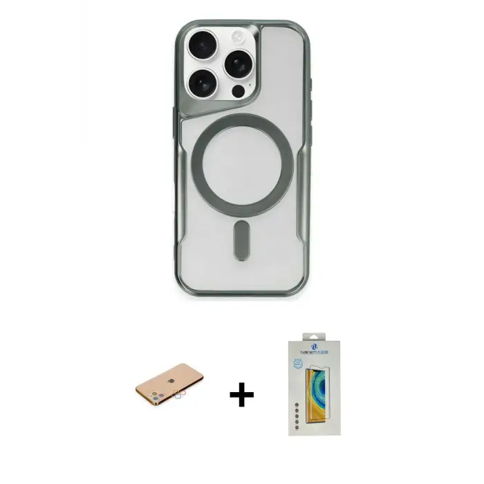 ieg™ iPhone 11 Pro Max Kılıf Yadigar Klasik Özel Seri - Siyah Polymer Nano Ekran Koruyucu + Renkli Kamera Lens Koruma Cam - PE