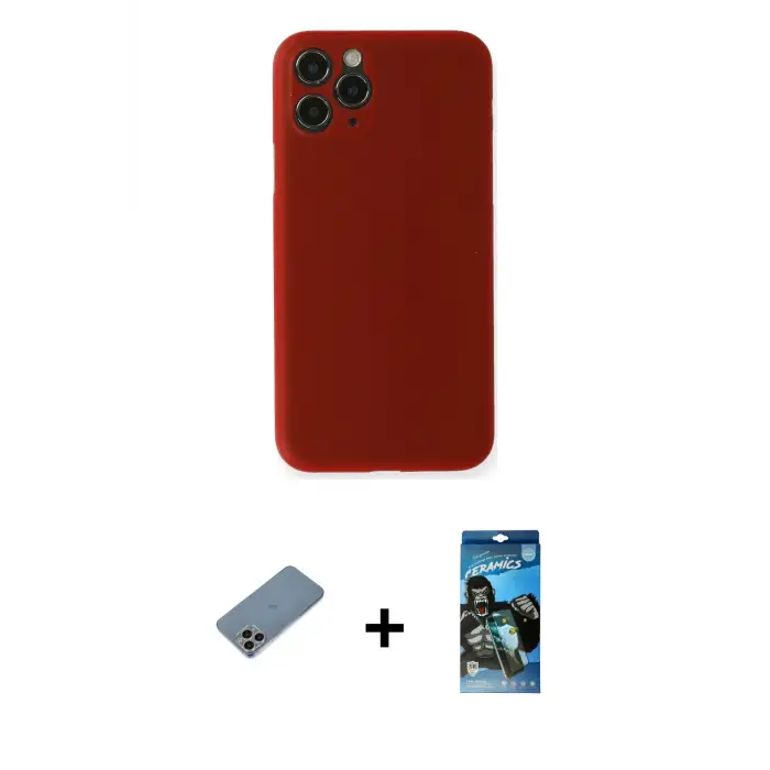 ieg™ iPhone 11 Pro Max Kılıf Yadigar Yansıma Serisi - Siyah 34D Izgaralı Cam + Shine Kamera Lens Koruma Cam - GI