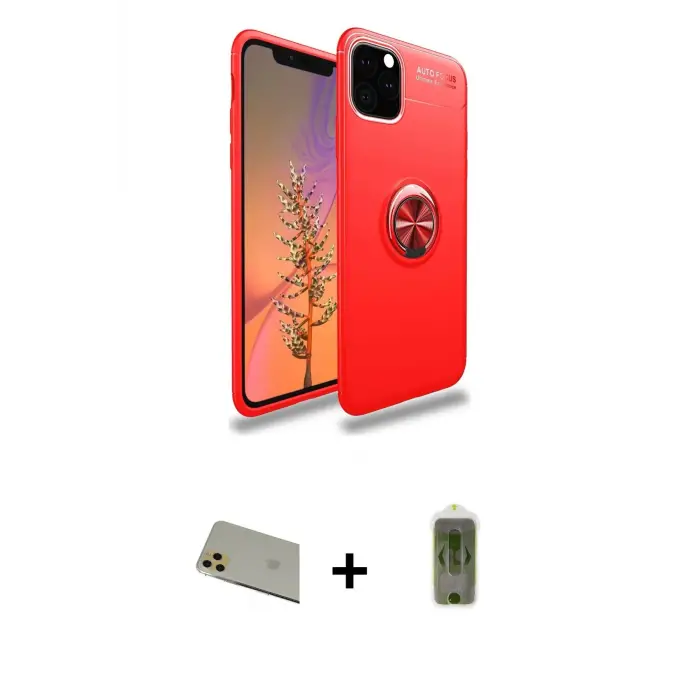 ieg™ iPhone 11 Pro Max Kılıf Yankı Form Prime - Siyah Joko Magic 5D Hayalet Cam + Rainbow Kamera Lens Koruma Cam - GD