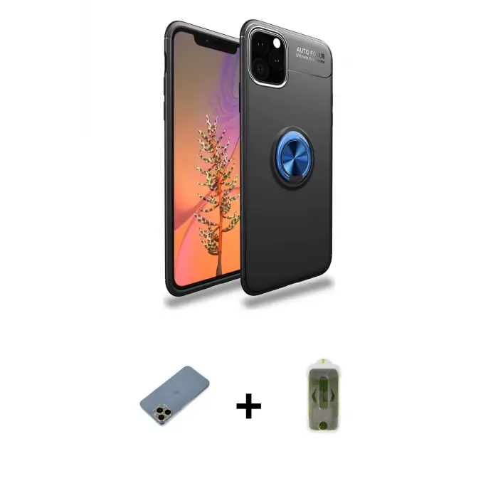 ieg™ iPhone 11 Pro Max Kılıf Yankı Form Prime - Siyah Joko Magic 5D Hayalet Cam + Shine Kamera Lens Koruma Cam - GD
