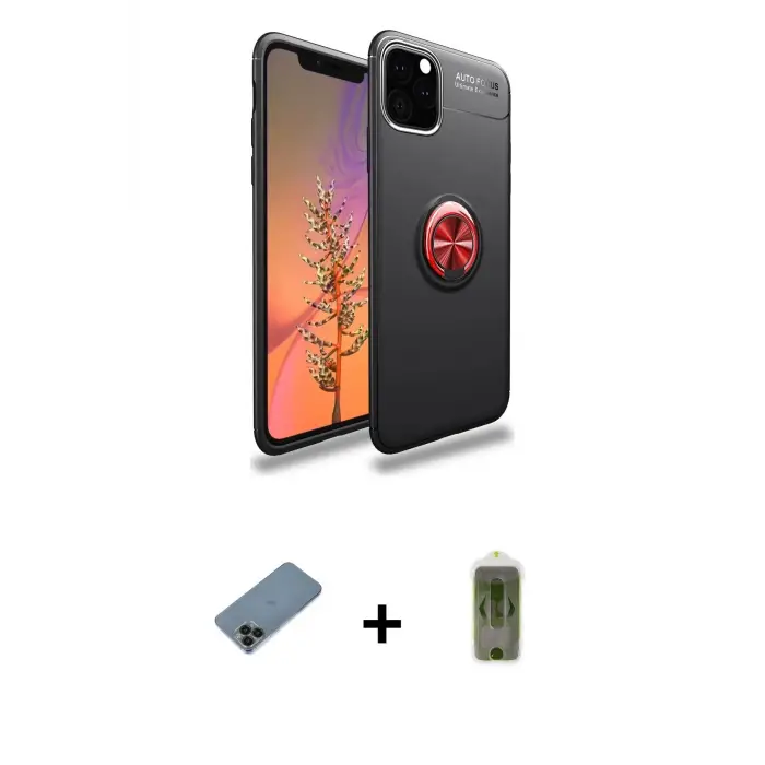 ieg™ iPhone 11 Pro Max Kılıf Yankı Form Prime - Siyah Joko Magic 5D Hayalet Cam + Shine Kamera Lens Koruma Cam - SH
