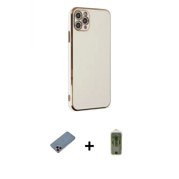 ieg™ iPhone 11 Pro Max Kılıf Yankı Serisi - Siyah Joko Magic 5D Hayalet Cam + Shine Kamera Lens Koruma Cam - PE