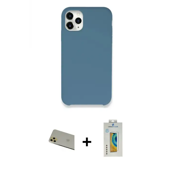 ieg™ iPhone 11 Pro Max Kılıf Zirve Modern Özel Seri - Siyah Polymer Nano Ekran Koruyucu + Rainbow Kamera Lens Koruma Cam - GD