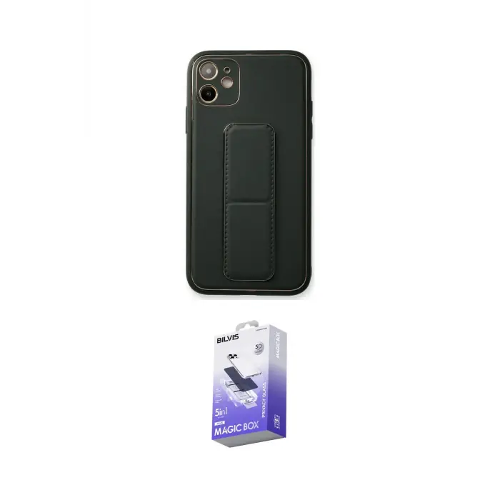 ieg™ iPhone 12 Kılıf Akış Doku - Siyah Bilvis 5in1 5D Magic Hayalet Cam Ekran Koruyucu