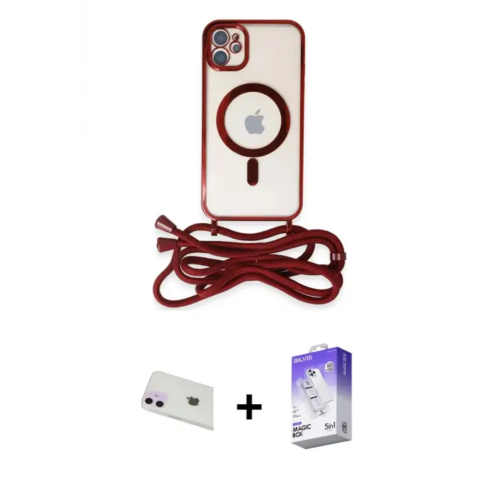 ieg™ iPhone 12 Kılıf Eksen Özel Seri - Siyah Bilvis 5in1 3D Magic Cam Ekran Koruyucu + Rainbow Kamera Lens Koruma Cam - MR