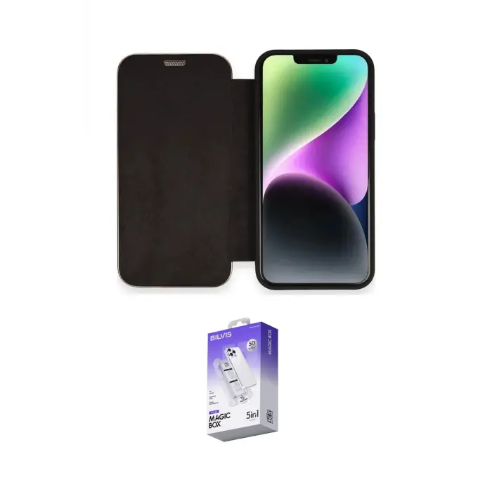 ieg™ iPhone 12 Kılıf Siluet Minimal Serisi - Siyah Bilvis 5in1 3D Magic Cam Ekran Koruyucu