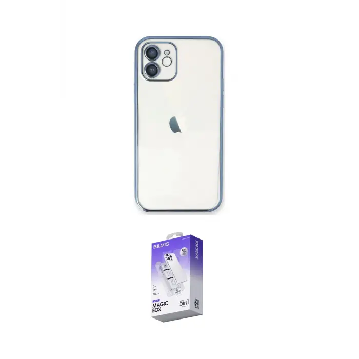 ieg™ iPhone 12 Kılıf Vadi Minimal - Siyah Bilvis 5in1 3D Magic Cam Ekran Koruyucu