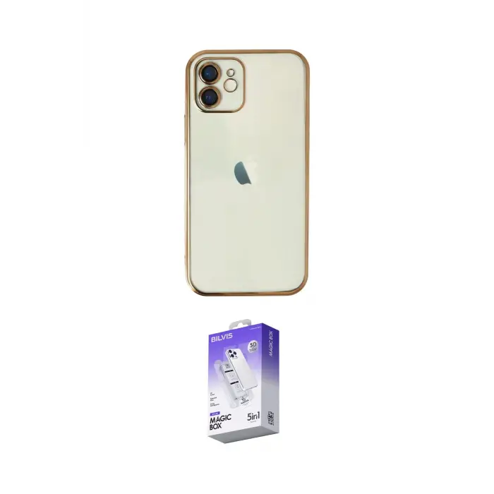ieg™ iPhone 12 Kılıf Vadi Minimal - Siyah Bilvis 5in1 3D Magic Cam Ekran Koruyucu