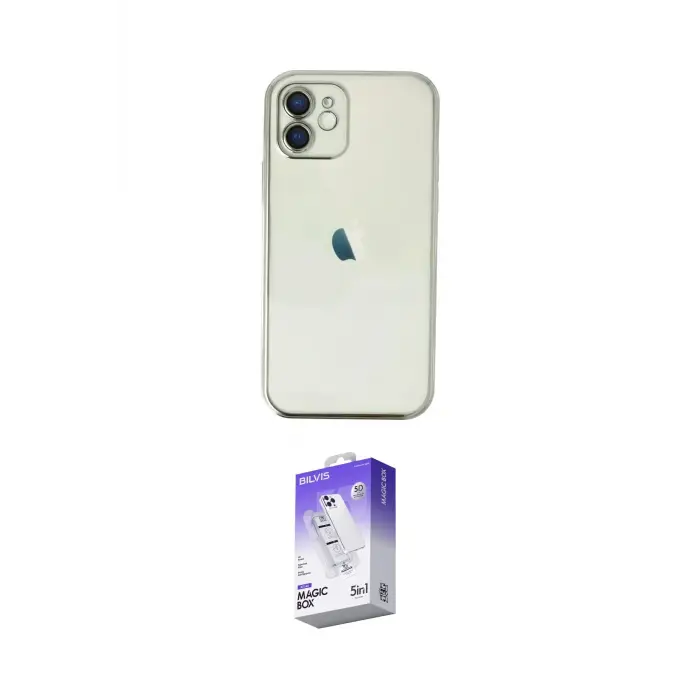 ieg™ iPhone 12 Kılıf Vadi Minimal - Siyah Bilvis 5in1 3D Magic Cam Ekran Koruyucu
