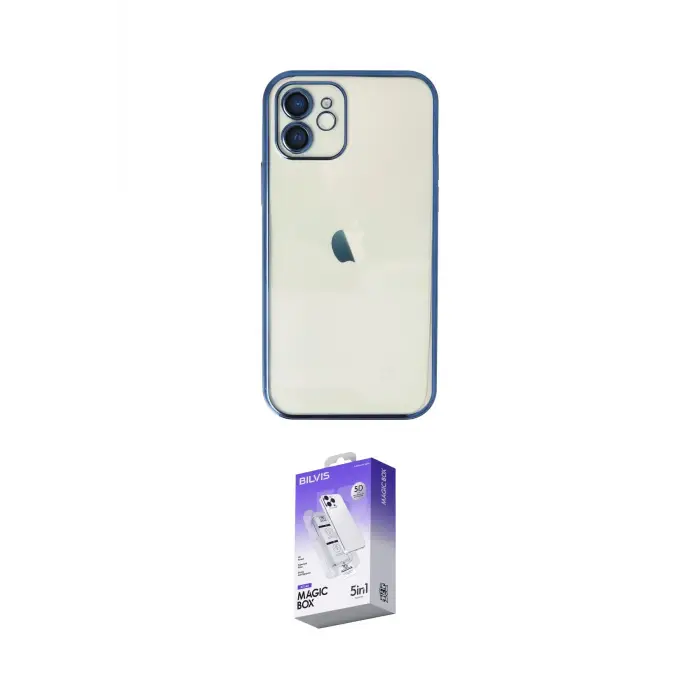ieg™ iPhone 12 Kılıf Vadi Minimal - Siyah Bilvis 5in1 3D Magic Cam Ekran Koruyucu