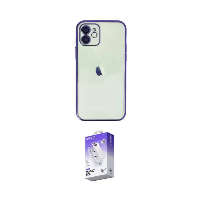 ieg™ iPhone 12 Kılıf Vadi Minimal - Siyah Bilvis 5in1 3D Magic Cam Ekran Koruyucu
