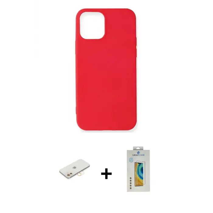 ieg™ iPhone 12 Mini Kılıf Kozmos Yansıma Özel Seri - Siyah Polymer Nano Ekran Koruyucu + Renkli Kamera Lens Koruma Cam - SI