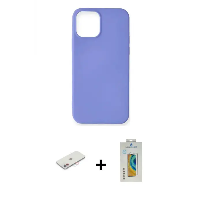ieg™ iPhone 12 Mini Kılıf Kozmos Yansıma Özel Seri - Siyah Polymer Nano Ekran Koruyucu + Renkli Kamera Lens Koruma Cam - PE