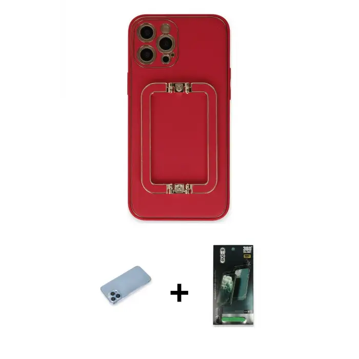 ieg™ iPhone 12 Pro Kılıf Kozmos Minimal Prime - Şeffaf 360 Full Body Arka Koruyucu + Shine Kamera Lens Koruma Cam - MI