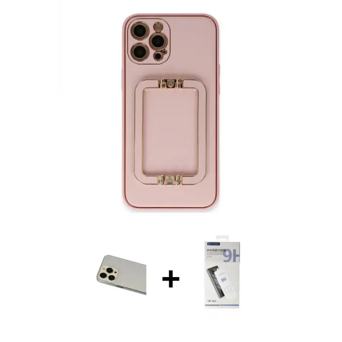 ieg™ iPhone 12 Pro Kılıf Kozmos Minimal Prime - Şeffaf Uv Polymer Nano Ekran Koruyucu + Rainbow Kamera Lens Koruma Cam - GD