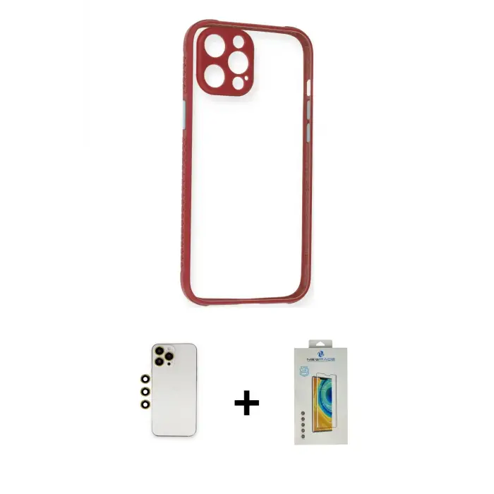 ieg™ iPhone 12 Pro Kılıf Nova Asil Özel Seri - Siyah Polymer Nano Ekran Koruyucu + Shine Kamera Lens - GD