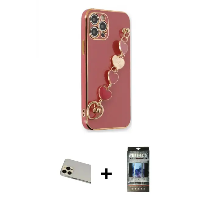 ieg™ iPhone 12 Pro Kılıf Nova Işık Prime - Siyah 34D Hayalet Izgaralı Cam + Rainbow Kamera Lens Koruma Cam - GD