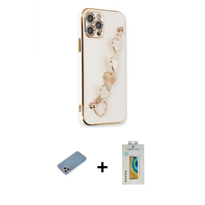ieg™ iPhone 12 Pro Kılıf Nova Işık Prime - Siyah Polymer Nano Ekran Koruyucu + Shine Kamera Lens Koruma Cam - GS