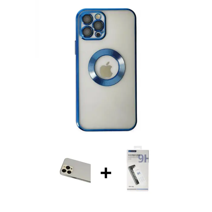 ieg™ iPhone 12 Pro Kılıf Pusula Form - Şeffaf Uv Polymer Nano Ekran Koruyucu + Rainbow Kamera Lens Koruma Cam - GD