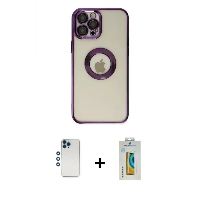 ieg™ iPhone 12 Pro Kılıf Pusula Form - Siyah Polymer Nano Ekran Koruyucu + Shine Kamera Lens - MI