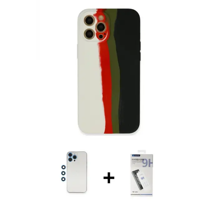 ieg™ iPhone 12 Pro Kılıf Yadigar Çizgi - Şeffaf Uv Polymer Nano Ekran Koruyucu + Shine Kamera Lens - MI