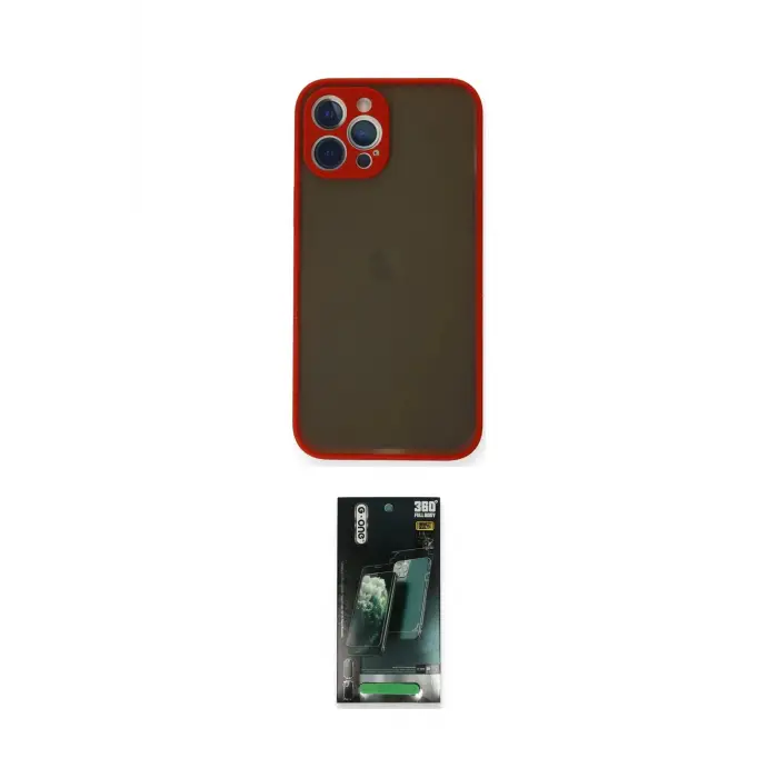 ieg™ iPhone 12 Pro Max Kılıf Ahenk Çizgi Serisi - Şeffaf 360 Full Body Arka Koruyucu
