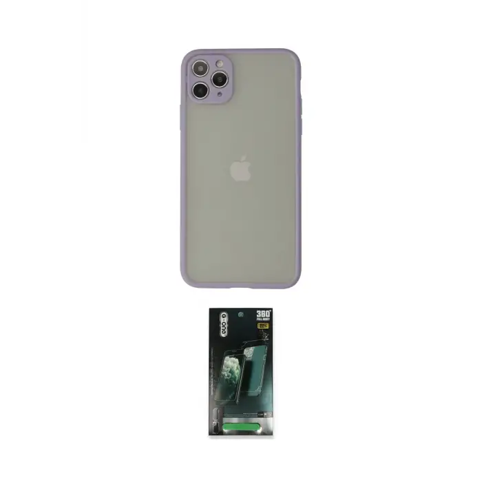 ieg™ iPhone 12 Pro Max Kılıf Ahenk Çizgi Serisi - Şeffaf 360 Full Body Arka Koruyucu