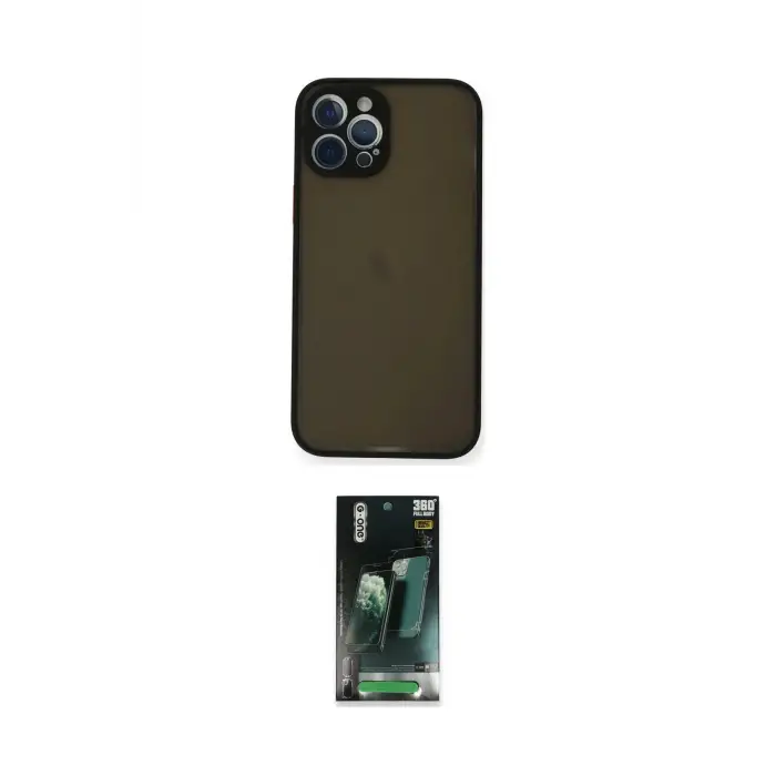 ieg™ iPhone 12 Pro Max Kılıf Ahenk Çizgi Serisi - Şeffaf 360 Full Body Arka Koruyucu