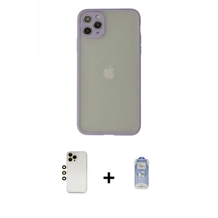 ieg™ iPhone 12 Pro Max Kılıf Ahenk Çizgi Serisi - Siyah Joko Magic 5D Cam + Shine Kamera Lens - GD