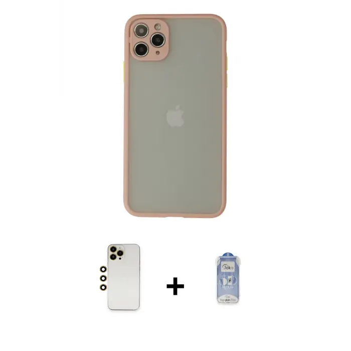 ieg™ iPhone 12 Pro Max Kılıf Ahenk Çizgi Serisi - Siyah Joko Magic 5D Cam + Shine Kamera Lens - GD