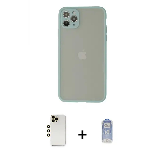 ieg™ iPhone 12 Pro Max Kılıf Ahenk Çizgi Serisi - Siyah Joko Magic 5D Cam + Shine Kamera Lens - GD