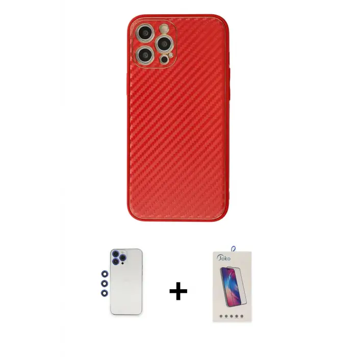 ieg™ iPhone 12 Pro Max Kılıf Ahenk Işık - Siyah Joko 5D Cam + Shine Kamera Lens - LT