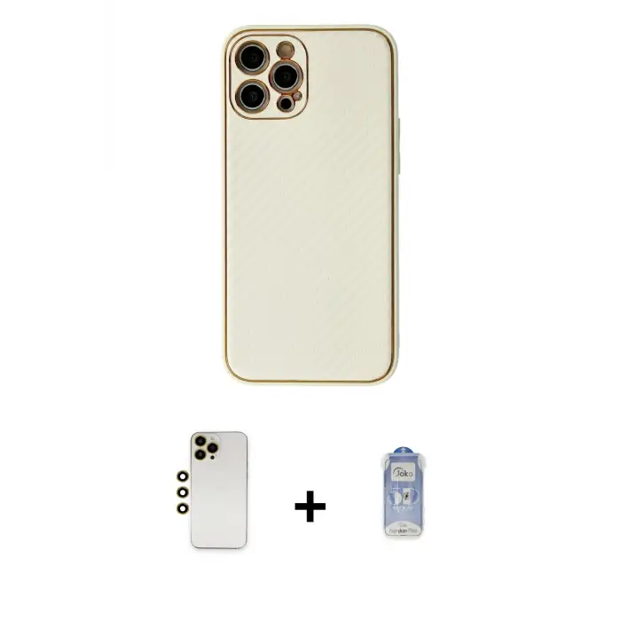 ieg™ iPhone 12 Pro Max Kılıf Ahenk Işık - Siyah Joko Magic 5D Cam + Shine Kamera Lens - GD